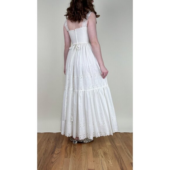 Vintage Union Made Wedding Dress Maxi Cottagecore Regency Boho Coastal 70s 1970s - Picture 4 of 12